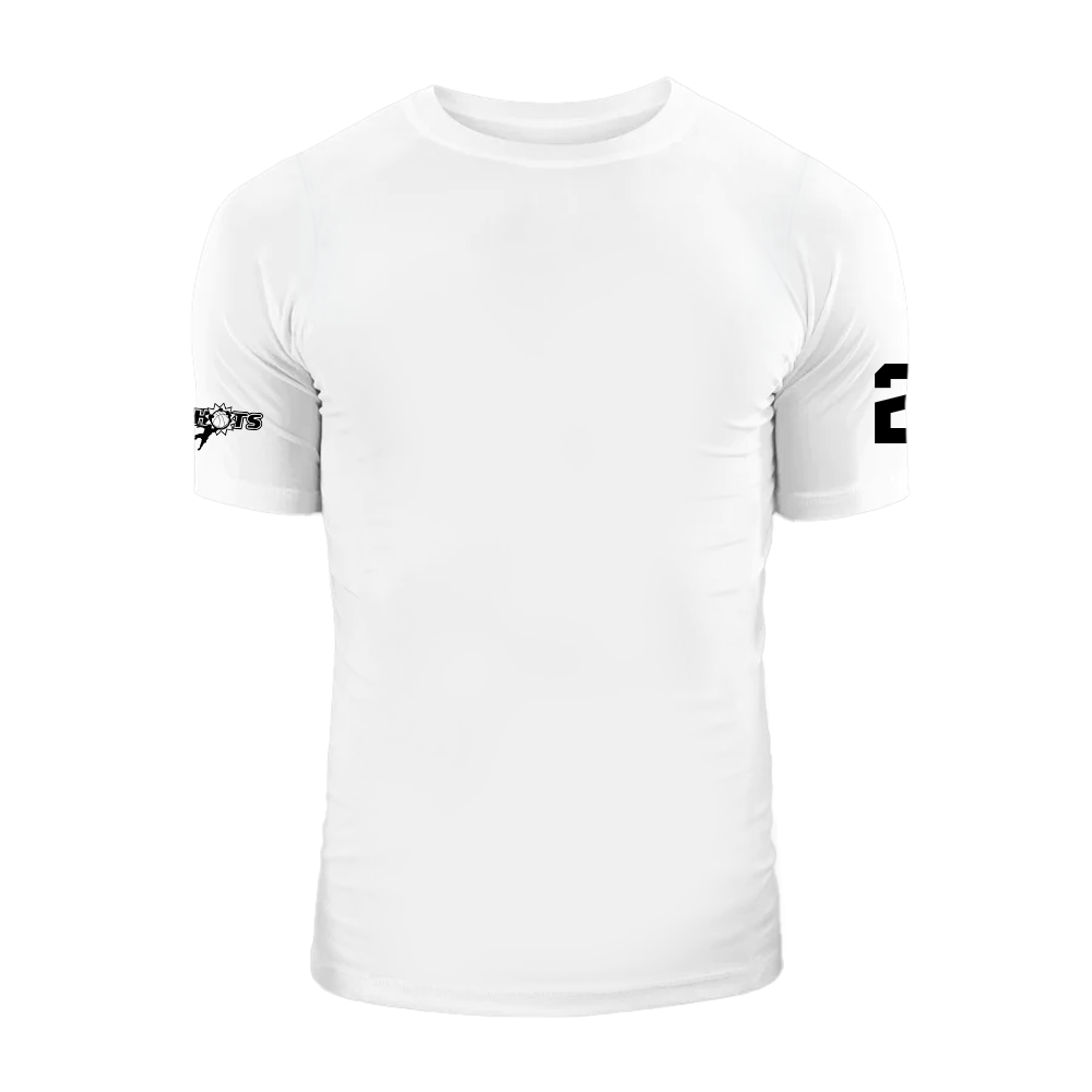 Black Logo Black Number Compression Shirt White