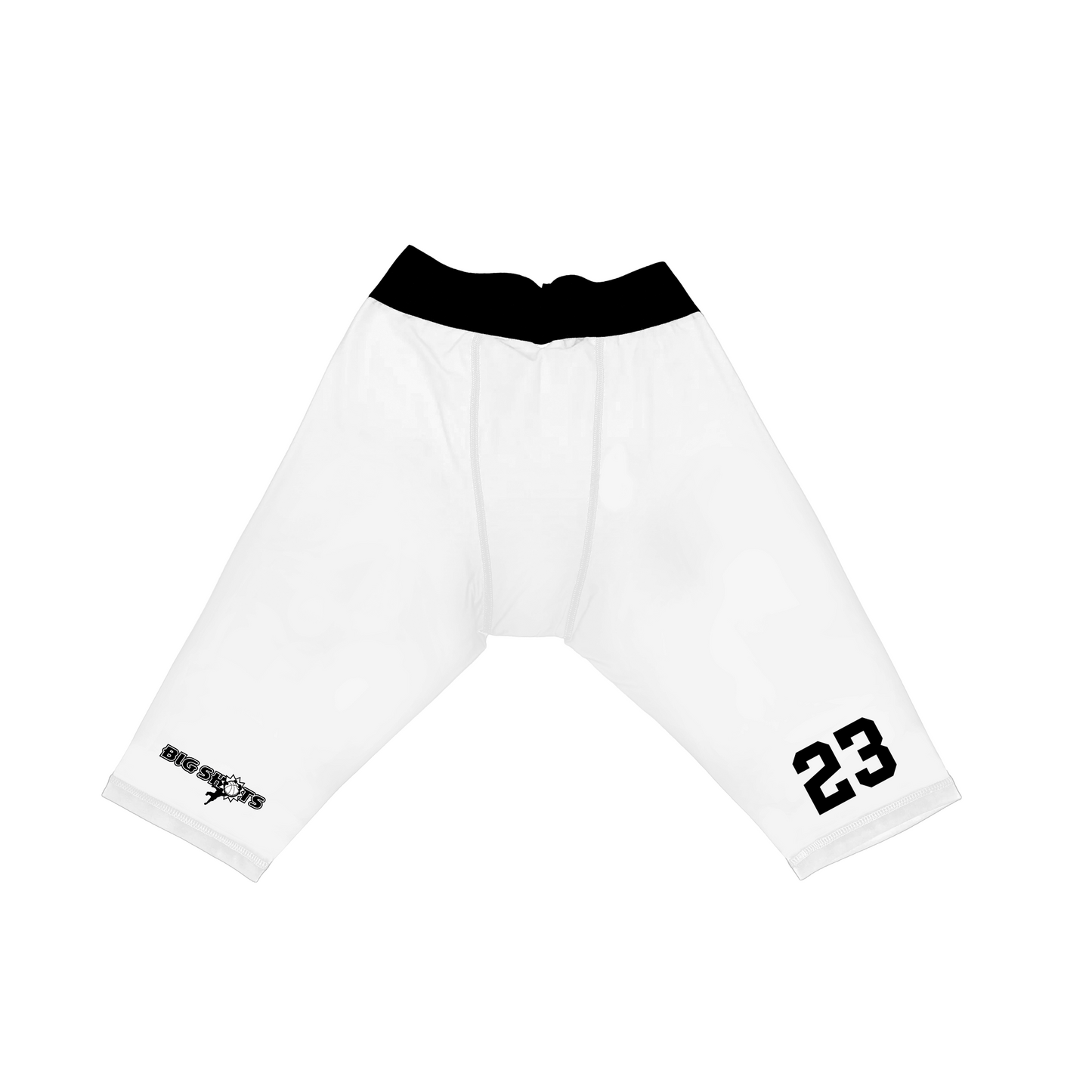 Big Shots Logo Black Number Compression Shorts White