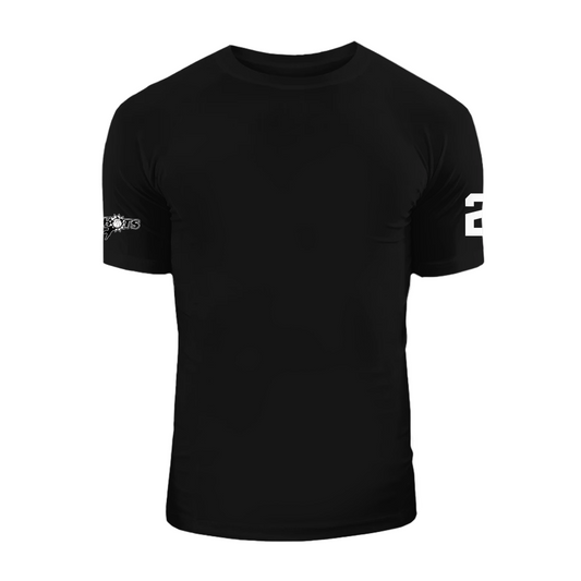 White Logo Number Compression Shirt Black